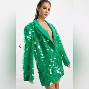 ASOSEDITION Sequin Oversized Blazer - Green